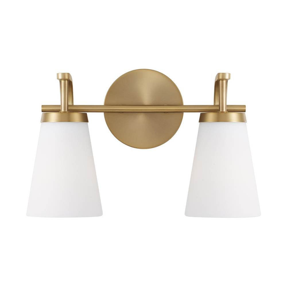 Capital Lighting 161021AD-660 Aged Brass 14'' W X 9'' H 2-light Vanity In Aged Brass With Tapered Soft White Glass Image 2