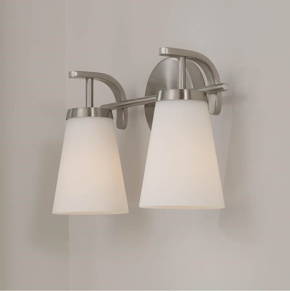 Capital Lighting 161021BN-660 Brushed Nickel 14'' W X 9'' H  2-light Vanity In Brushed Nickel With Tapered Soft White Glass Image 4