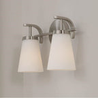 Capital Lighting 161021BN-660 Brushed Nickel 14'' W X 9'' H  2-light Vanity In Brushed Nickel With Tapered Soft White Glass Image 4