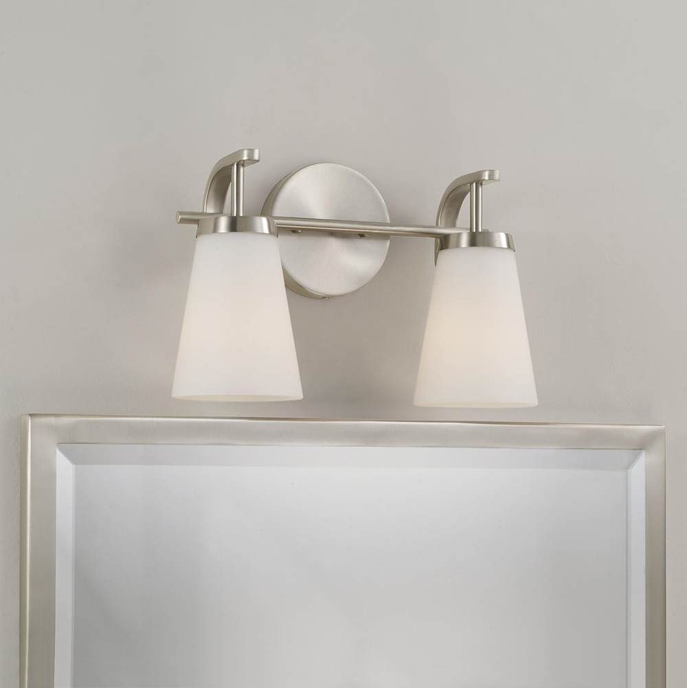 Capital Lighting Drake 14'' W X 9'' H 2-light Vanity In Aged Brass With Tapered Soft White Glass