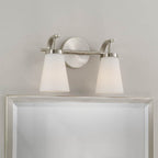 Capital Lighting Drake 14'' W X 9'' H 2-light Vanity In Aged Brass With Tapered Soft White Glass