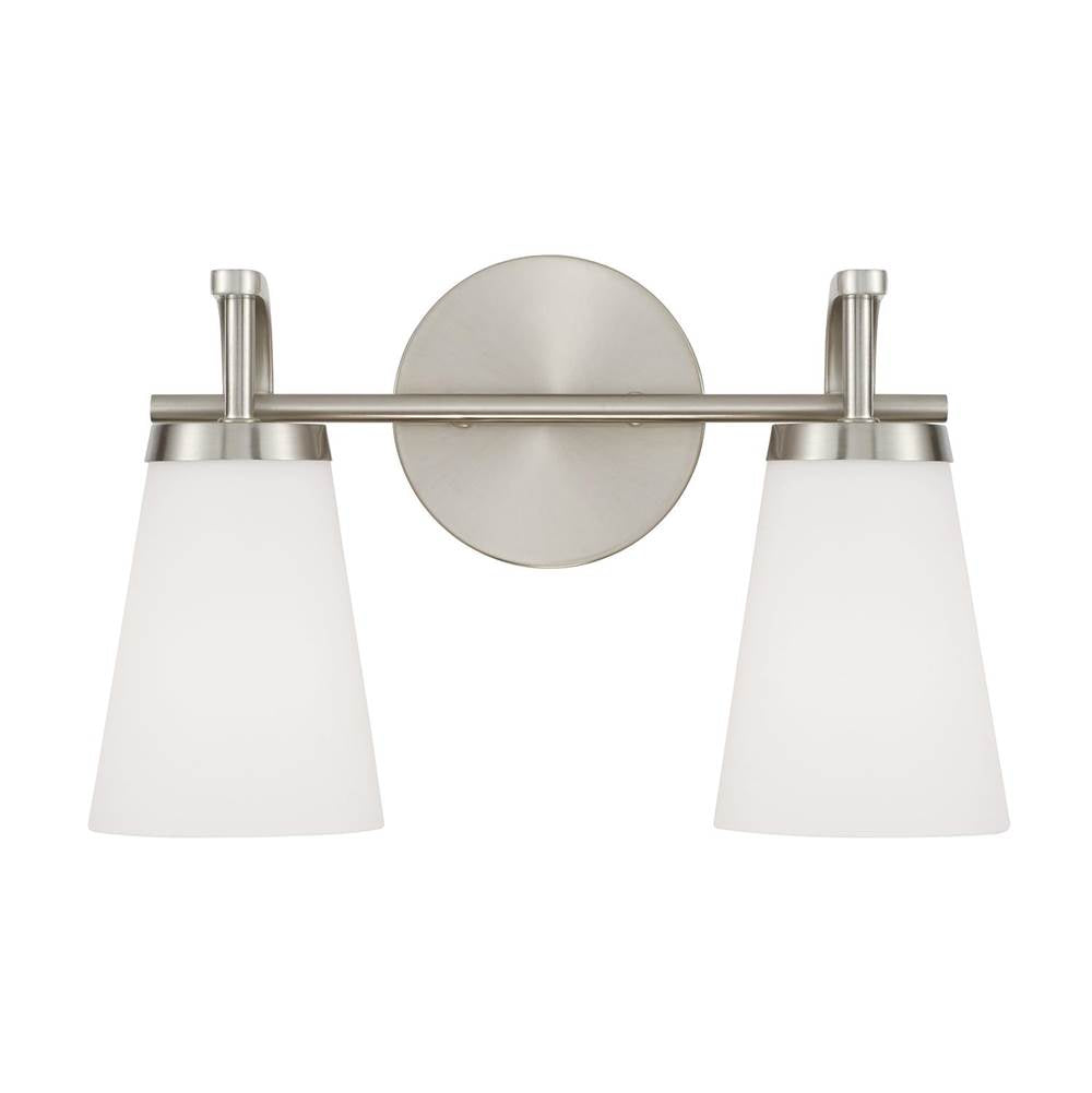 Capital Lighting 161021BN-660 Brushed Nickel 14'' W X 9'' H  2-light Vanity In Brushed Nickel With Tapered Soft White Glass Image 2