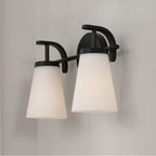 Capital Lighting 161021MB-660 Matte Black 14'' W X 9'' H  2-light Vanity In Matte Black With Tapered Soft White Glass Image 4