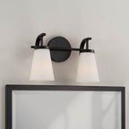 Capital Lighting Drake 14'' W X 9'' H 2-light Vanity In Aged Brass With Tapered Soft White Glass