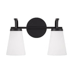 Capital Lighting 161021MB-660 Matte Black 14'' W X 9'' H  2-light Vanity In Matte Black With Tapered Soft White Glass Image 2