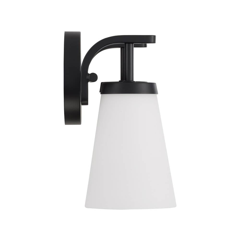Capital Lighting 161021MB-660 Matte Black 14'' W X 9'' H  2-light Vanity In Matte Black With Tapered Soft White Glass Image 3