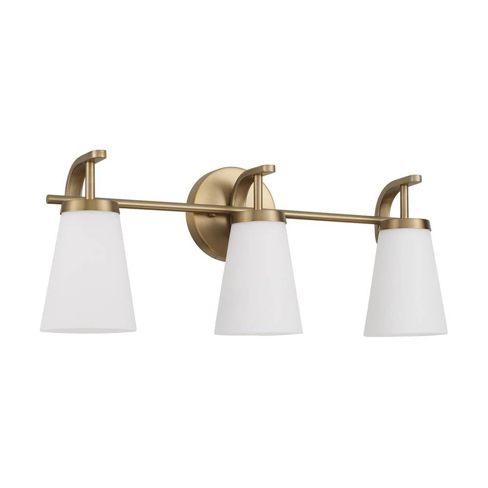 Capital Lighting 161031AD-660 Aged Brass 23'' W X 9'' H  3-light Vanity In Aged Brass With Tapered Soft White Glass Image 1