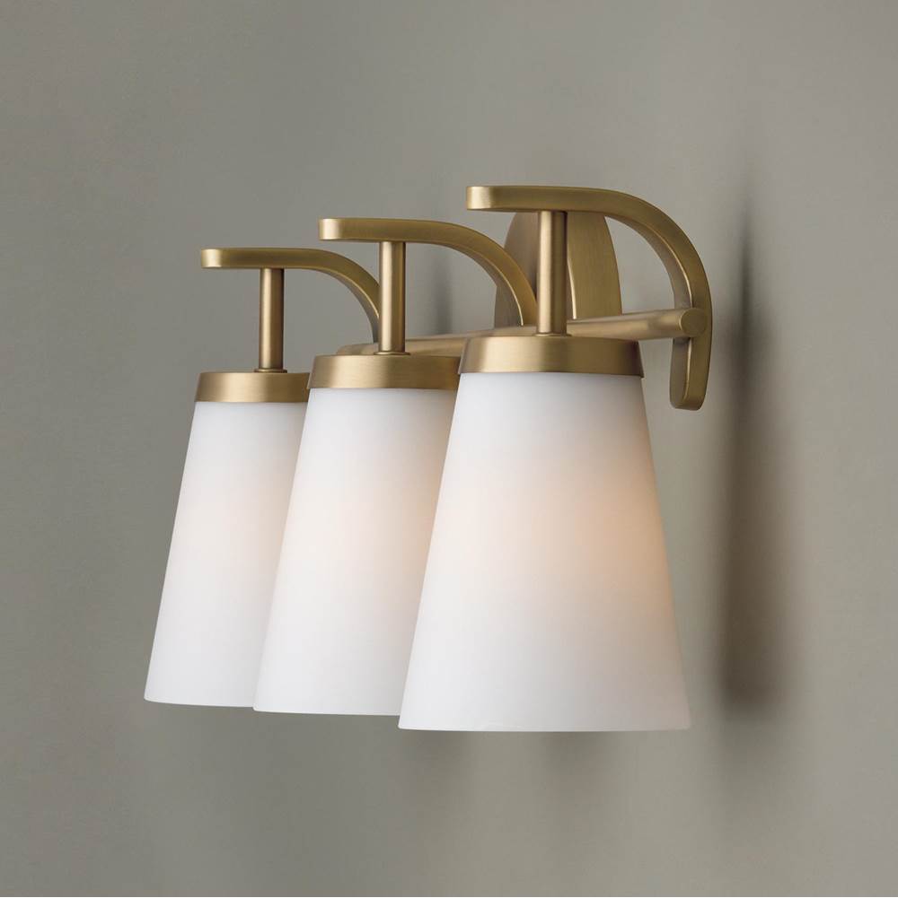 Capital Lighting 161031AD-660 Aged Brass 23'' W X 9'' H  3-light Vanity In Aged Brass With Tapered Soft White Glass Image 4