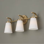 Capital Lighting 161031AD-660 Aged Brass 23'' W X 9'' H  3-light Vanity In Aged Brass With Tapered Soft White Glass Image 5