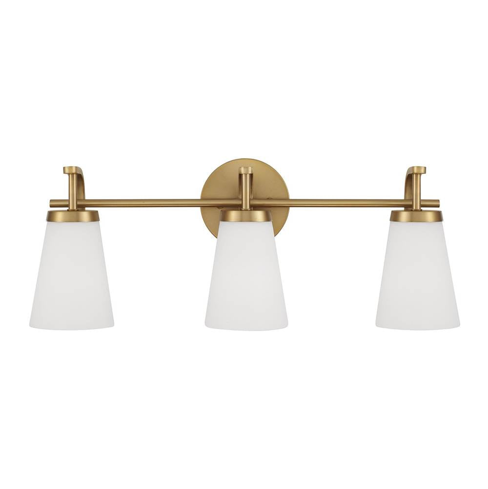 Capital Lighting 161031AD-660 Aged Brass 23'' W X 9'' H  3-light Vanity In Aged Brass With Tapered Soft White Glass Image 2