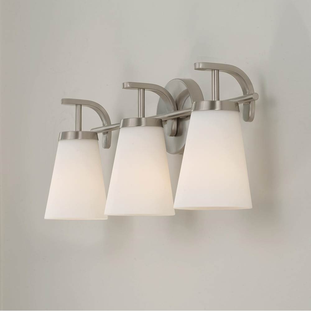 Capital Lighting 161031BN-660 Brushed Nickel 23'' W X 9'' H 3-light Vanity  In Brushed Nickel With Tapered Soft White Glass Image 5
