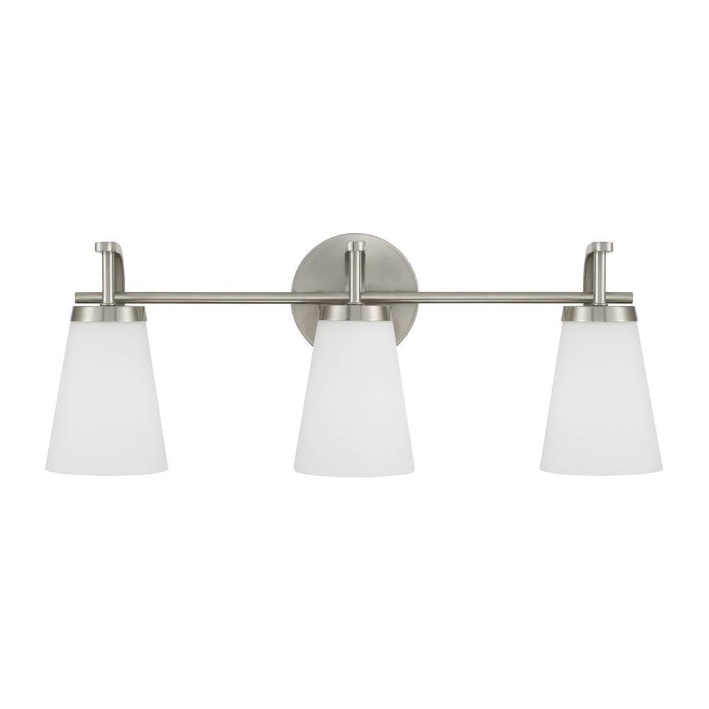 Capital Lighting 161031BN-660 Brushed Nickel 23'' W X 9'' H 3-light Vanity  In Brushed Nickel With Tapered Soft White Glass Image 3