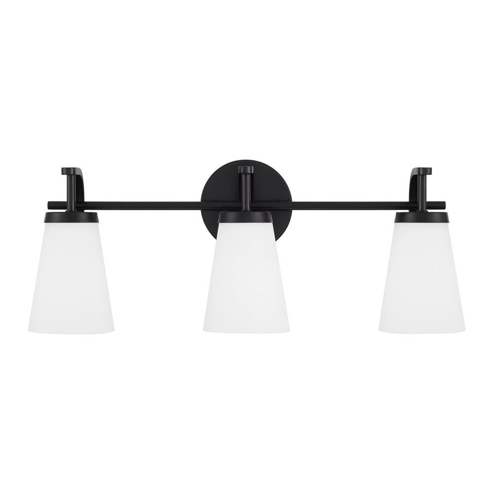 Capital Lighting 161031MB-660 Matte Black 23'' W X 9'' H 3-light Vanity In Matte Black With Tapered Soft White Glass Image 2