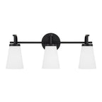 Capital Lighting 161031MB-660 Matte Black 23'' W X 9'' H 3-light Vanity In Matte Black With Tapered Soft White Glass Image 2