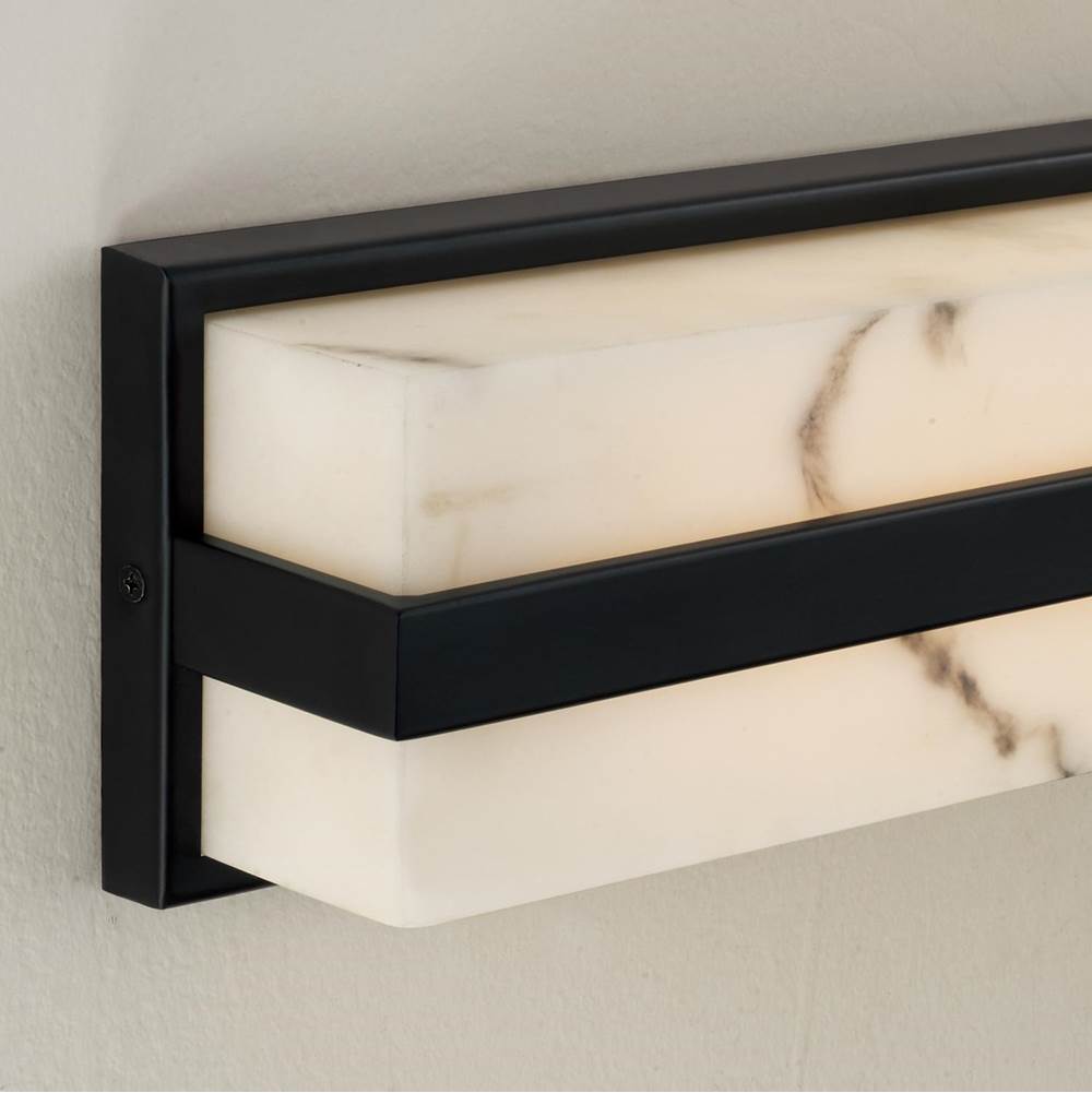 Capital Lighting 161211MB Matte Black 4.75'' W X 24'' H Ada Integrated Led Vanity Bath Bar In Matte Black With Alabaster Glass Image 7