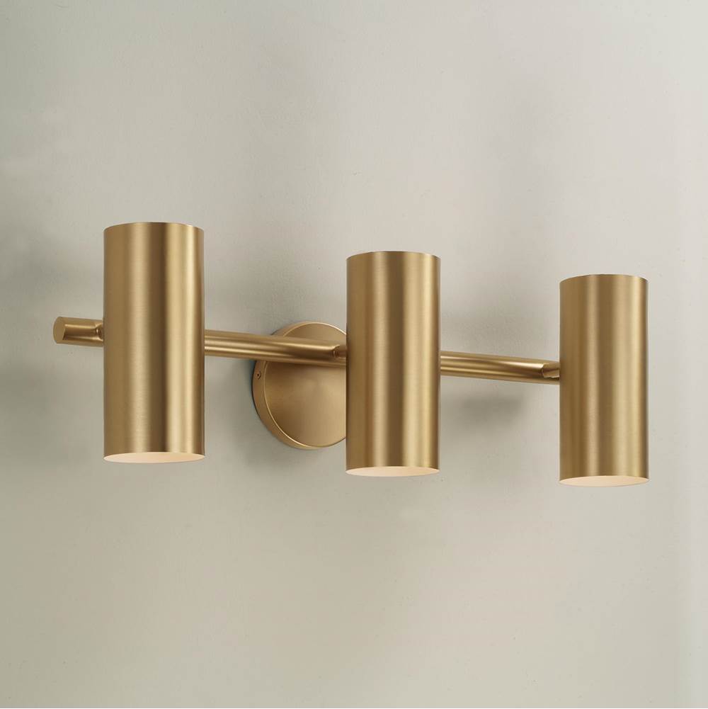 Capital Lighting 161731AD Aged Brass 24'' W X 8'' H 3-light Adjustable Vanity In Aged Brass With Matte White Interior And Repositional Metal Shades Image 4