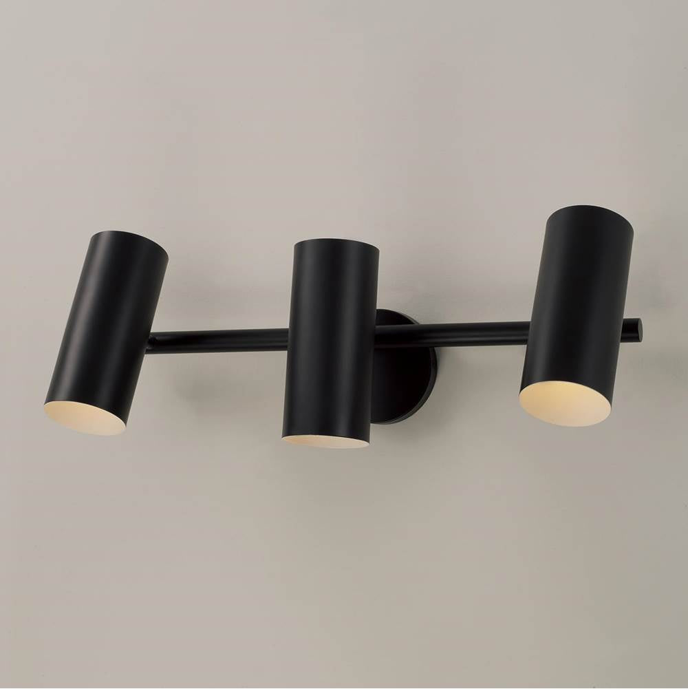 Capital Lighting Robbie 24'' W X 8'' H 3-light Adjustable Vanity In Aged Brass With Matte White Interior And Repositional Metal Shades