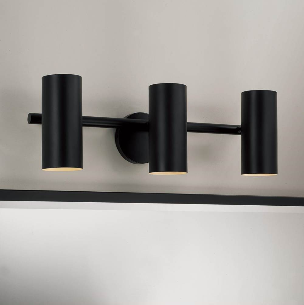 Capital Lighting 161731MB Matte Black 24'' W X 8'' H 3-light Adjustable Vanity In Matte Black With Matte White Interior And Repositional Metal Shades Image 4