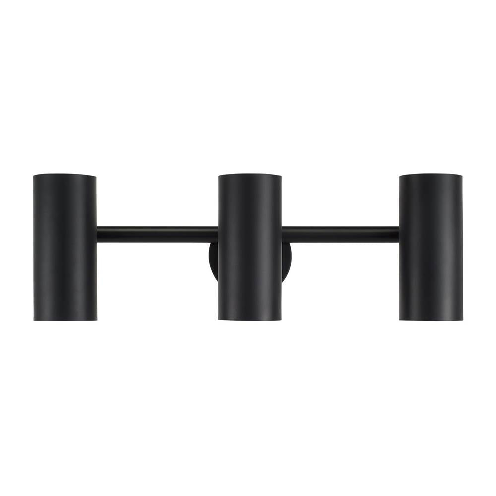 Capital Lighting 161731MB Matte Black 24'' W X 8'' H 3-light Adjustable Vanity In Matte Black With Matte White Interior And Repositional Metal Shades Image 2