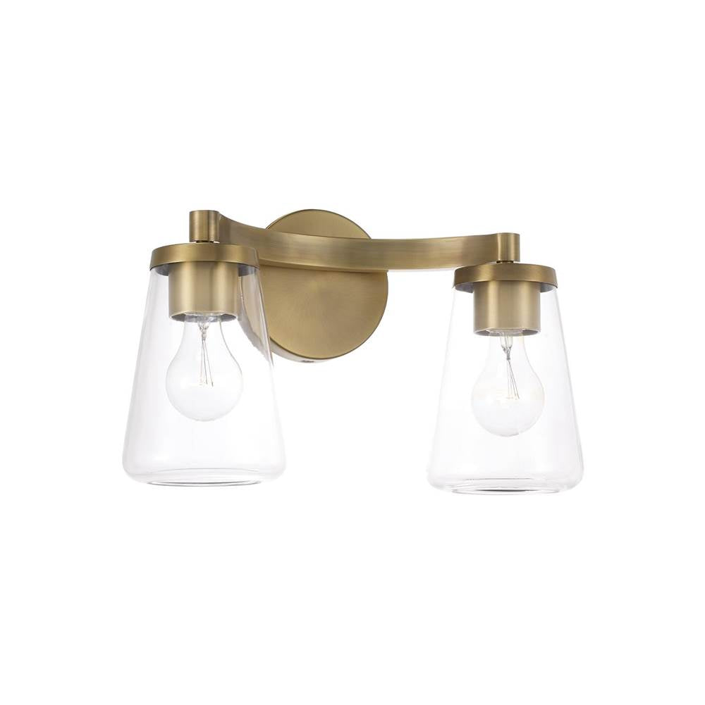 Capital Lighting 161921AD-664 Aged Brass 15'' W X 9.5'' H 2-light Vanity In Aged Brass With Clear Glass Image 1