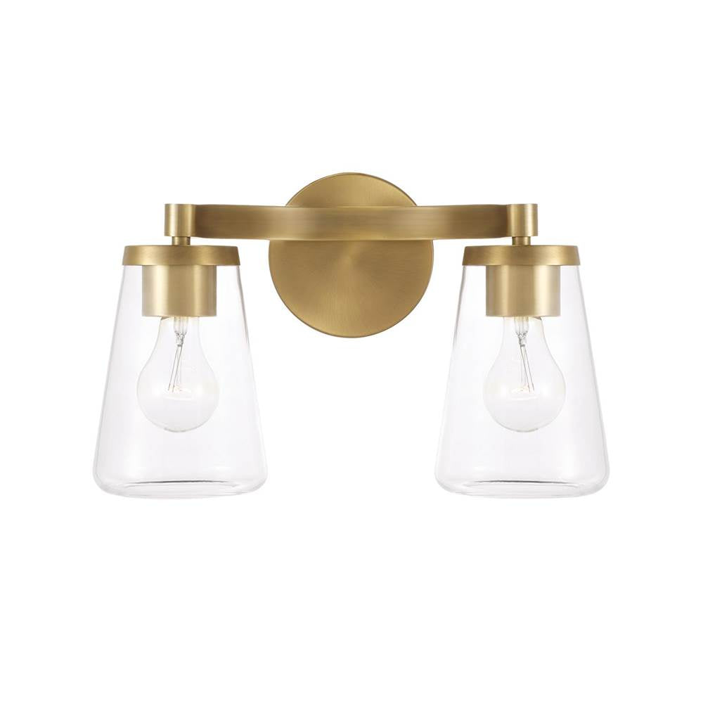 Capital Lighting 161921AD-664 Aged Brass 15'' W X 9.5'' H 2-light Vanity In Aged Brass With Clear Glass Image 2