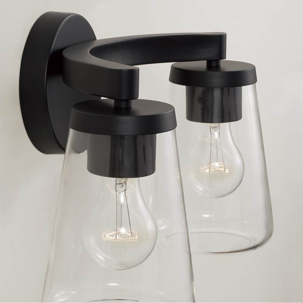 Capital Lighting 161921MB-664 Matte Black 15'' W X 9.5'' H 2-light Vanity In Matte Black With Clear Glass Image 4