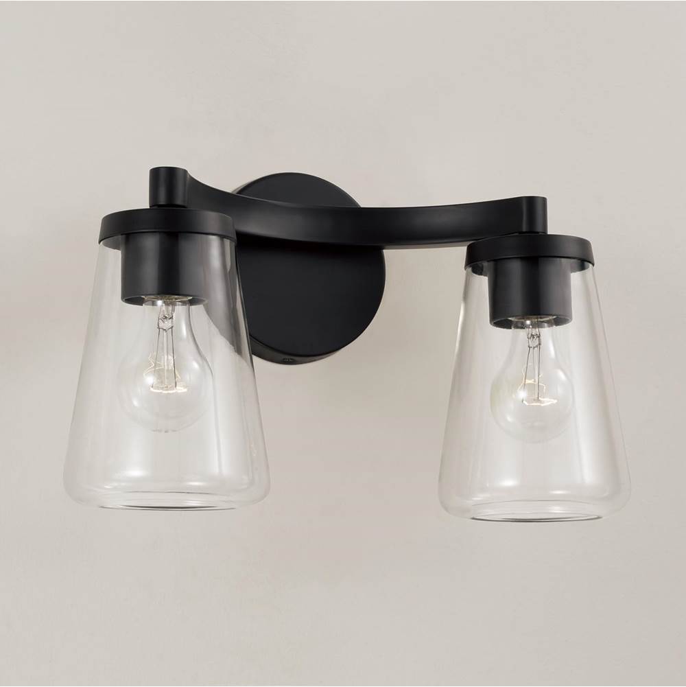 Capital Lighting Aaron 15'' W X 9.5'' H 2-light Vanity In Aged Brass With Clear Glass