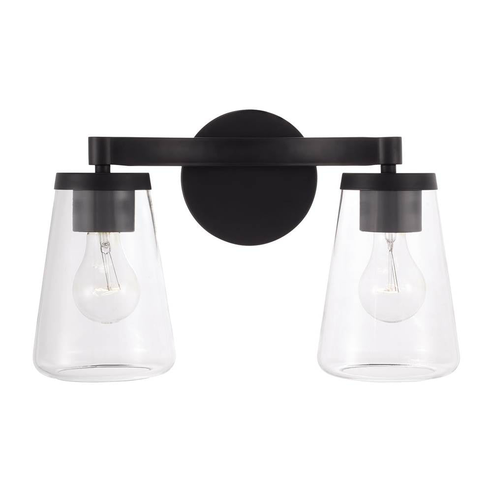 Capital Lighting 161921MB-664 Matte Black 15'' W X 9.5'' H 2-light Vanity In Matte Black With Clear Glass Image 2