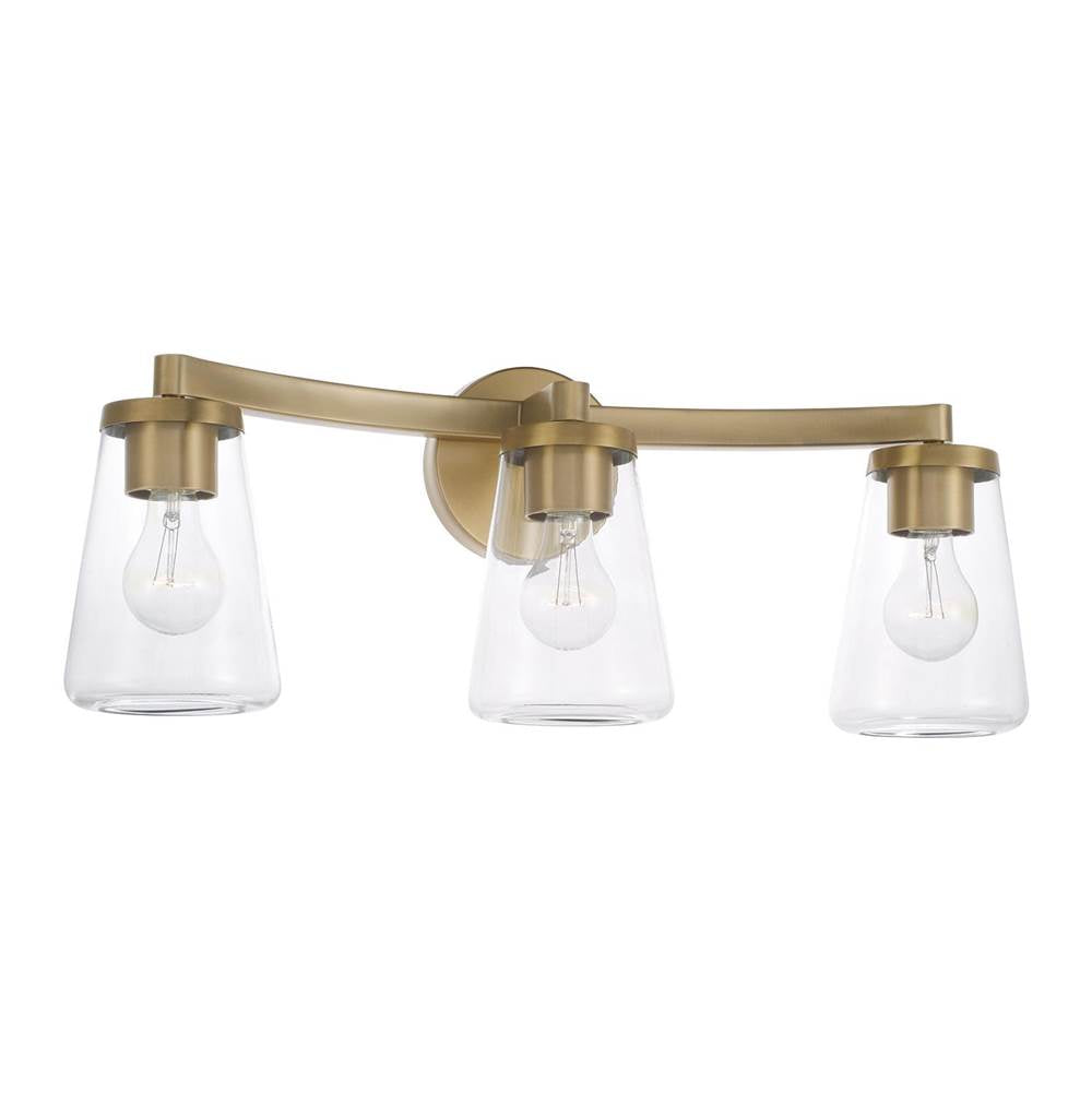 Capital Lighting 161931AD-664 Aged Brass 24.25'' W X 9.5'' H 3-light Vanity In Aged Brass With Clear Glass Image 1