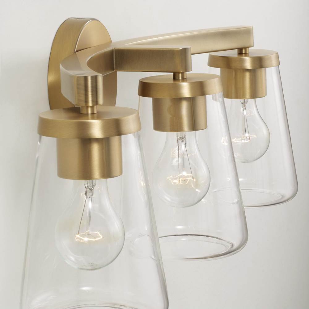 Capital Lighting 161931AD-664 Aged Brass 24.25'' W X 9.5'' H 3-light Vanity In Aged Brass With Clear Glass Image 4