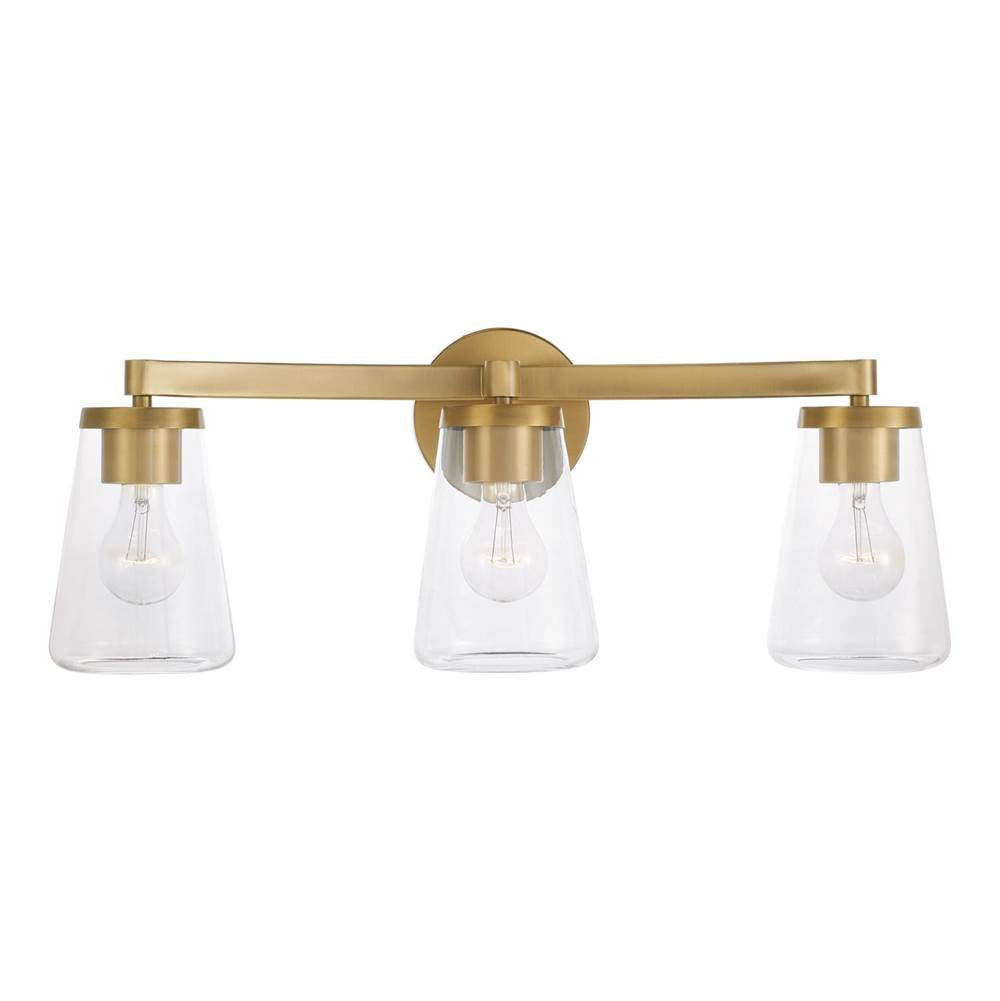 Capital Lighting 161931AD-664 Aged Brass 24.25'' W X 9.5'' H 3-light Vanity In Aged Brass With Clear Glass Image 2