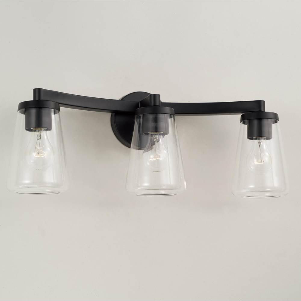 Capital Lighting Aaron 24.25'' W X 9.5'' H 3-light Vanity In Aged Brass With Clear Glass
