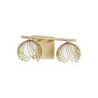 Capital Lighting 162121GF Buffed Gold 14'' W X 6.25'' H 2-light Vanity In Buffed Gold With Bent Wire Petals And Soft White Glass Globes Image 1