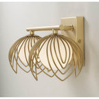 Capital Lighting 162121GF Buffed Gold 14'' W X 6.25'' H 2-light Vanity In Buffed Gold With Bent Wire Petals And Soft White Glass Globes Image 4