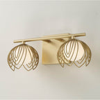 Capital Lighting Flora 14'' W X 6.25'' H 2-light Vanity In Buffed Gold With Bent Wire Petals And Soft White Glass Globes
