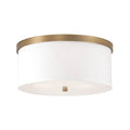 Capital Lighting 2015AD-480 Aged Brass 16'' W X 7'' H 3-light Flush Mount In Aged Brass - White Fabric Drum Shade With Diffuser Image 1