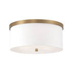 Capital Lighting 2015AD-480 Aged Brass 16'' W X 7'' H 3-light Flush Mount In Aged Brass - White Fabric Drum Shade With Diffuser Image 1