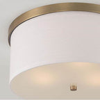 Capital Lighting Midtown 16'' W X 7'' H 3-light Flush Mount In Aged Brass - White Fabric Drum Shade With Diffuser
