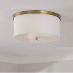 Capital Lighting 2015AD-480 Aged Brass 16'' W X 7'' H 3-light Flush Mount In Aged Brass - White Fabric Drum Shade With Diffuser Image 2