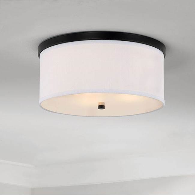 Capital Lighting 2015MB-480 Matte Black 16'' W X 7'' H 3-light Flush Mount In Matte Black With White Fabric Drum Shade With Diffuser Image 2