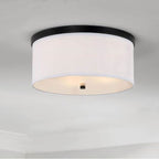 Capital Lighting 2015MB-480 Matte Black 16'' W X 7'' H 3-light Flush Mount In Matte Black With White Fabric Drum Shade With Diffuser Image 2
