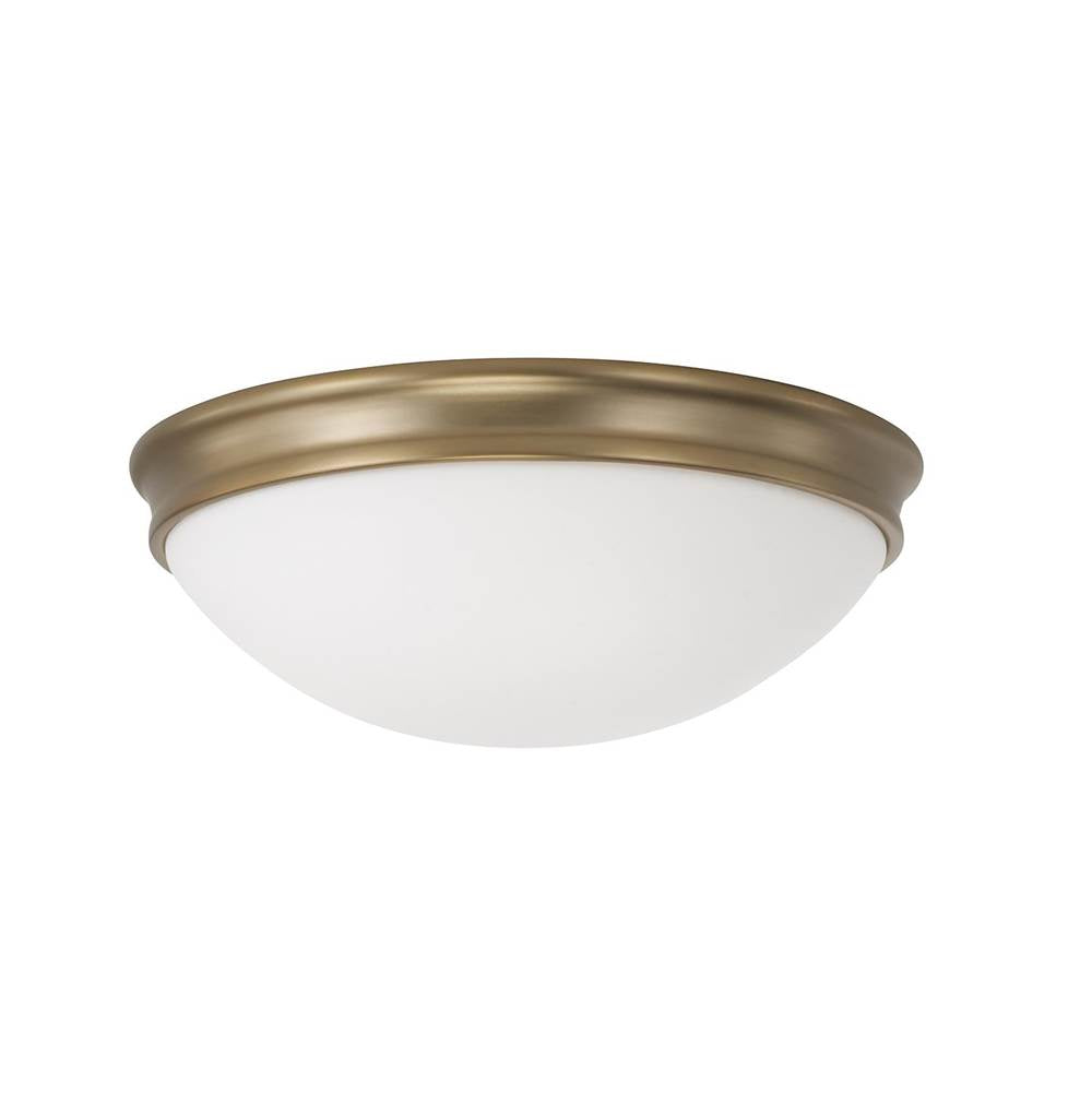 Capital Lighting 2032AD Aged Brass 12.5'' W X 4.25'' H 2-light Flush Mount In Aged Brass With Soft White Glass Diffuser Image 1
