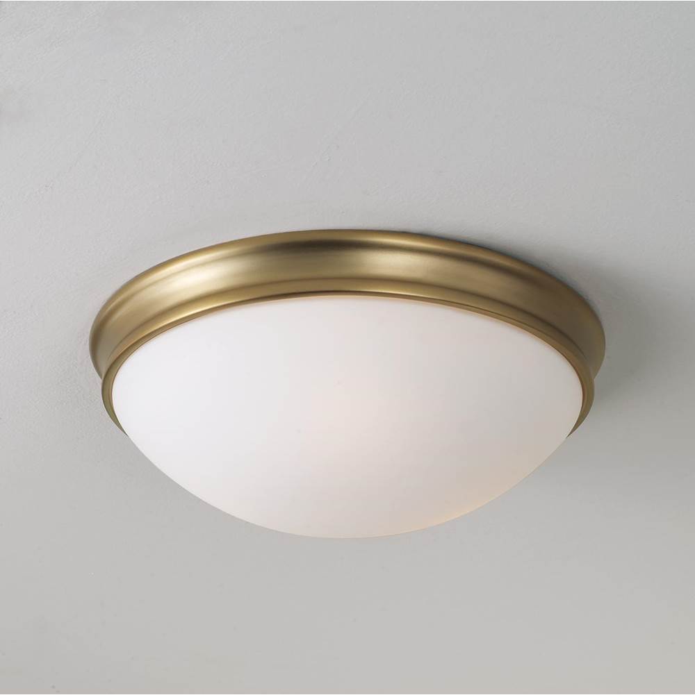Capital Lighting Hansen 12.5'' W X 4.25'' H 2-light Flush Mount In Aged Brass With Soft White Glass Diffuser