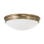 Capital Lighting 2034AD Aged Brass 14'' W X 5'' H 3-light Flush Mount In Aged Brass With Soft White Glass Diffuser Image 1