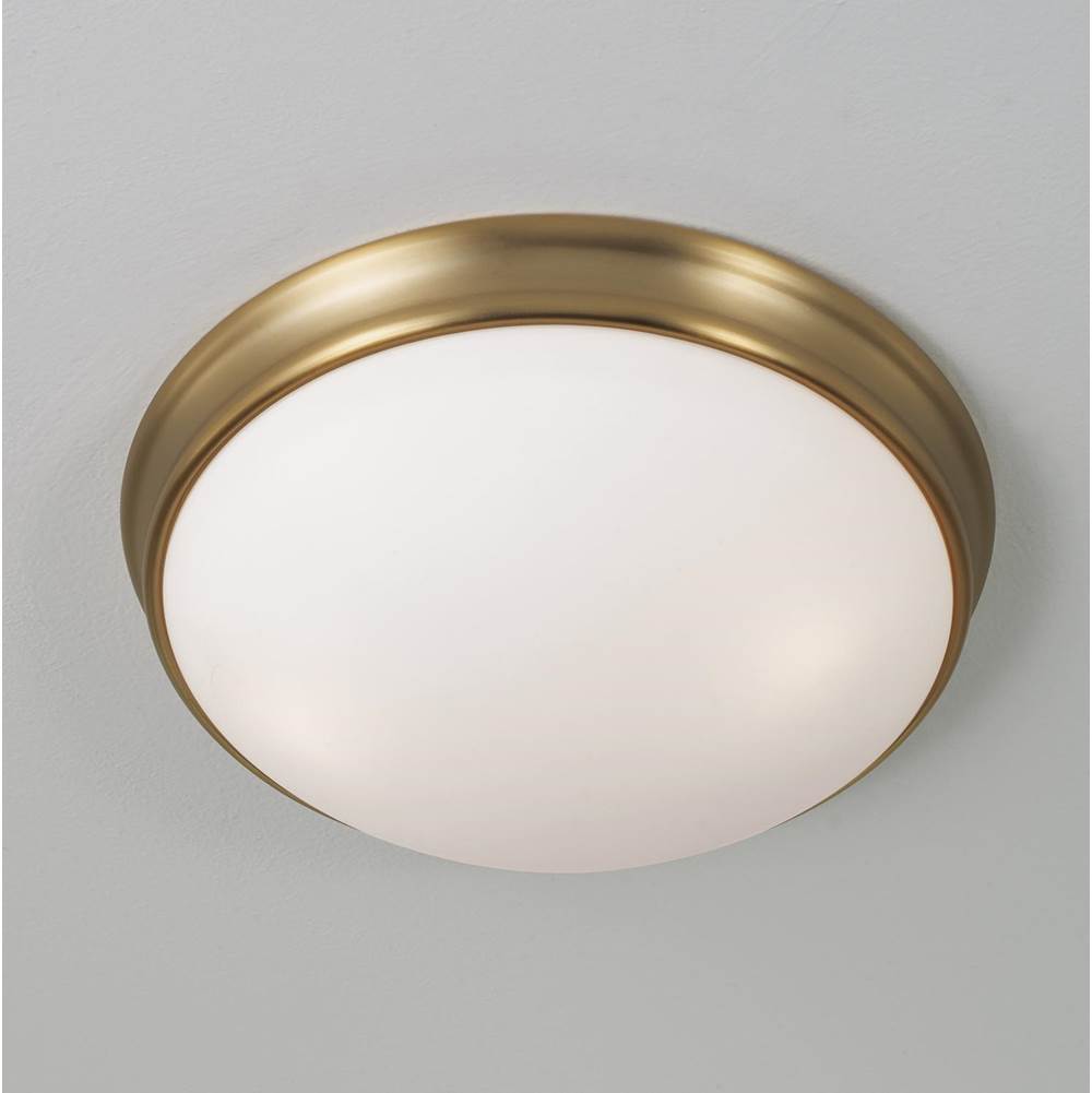 Capital Lighting 2034AD Aged Brass 14'' W X 5'' H 3-light Flush Mount In Aged Brass With Soft White Glass Diffuser Image 2