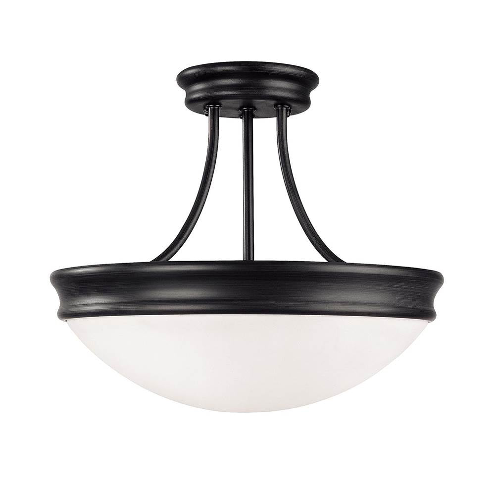 Capital Lighting 2037MB Matte Black 14'' W X 12'' H 3-light Semi-flush Mount In Matte Black With White Glass Shade Image 1