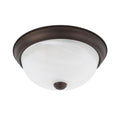 Capital Lighting Bates 11'' W X 4.5'' H 2-light Flush Mount In Bronze With White Faux Alabaster Glass Shade