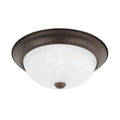 Capital Lighting Bates 13'' W X 5'' H 2-light Flush Mount In Bronze White Faux Alabaster Glass Shade