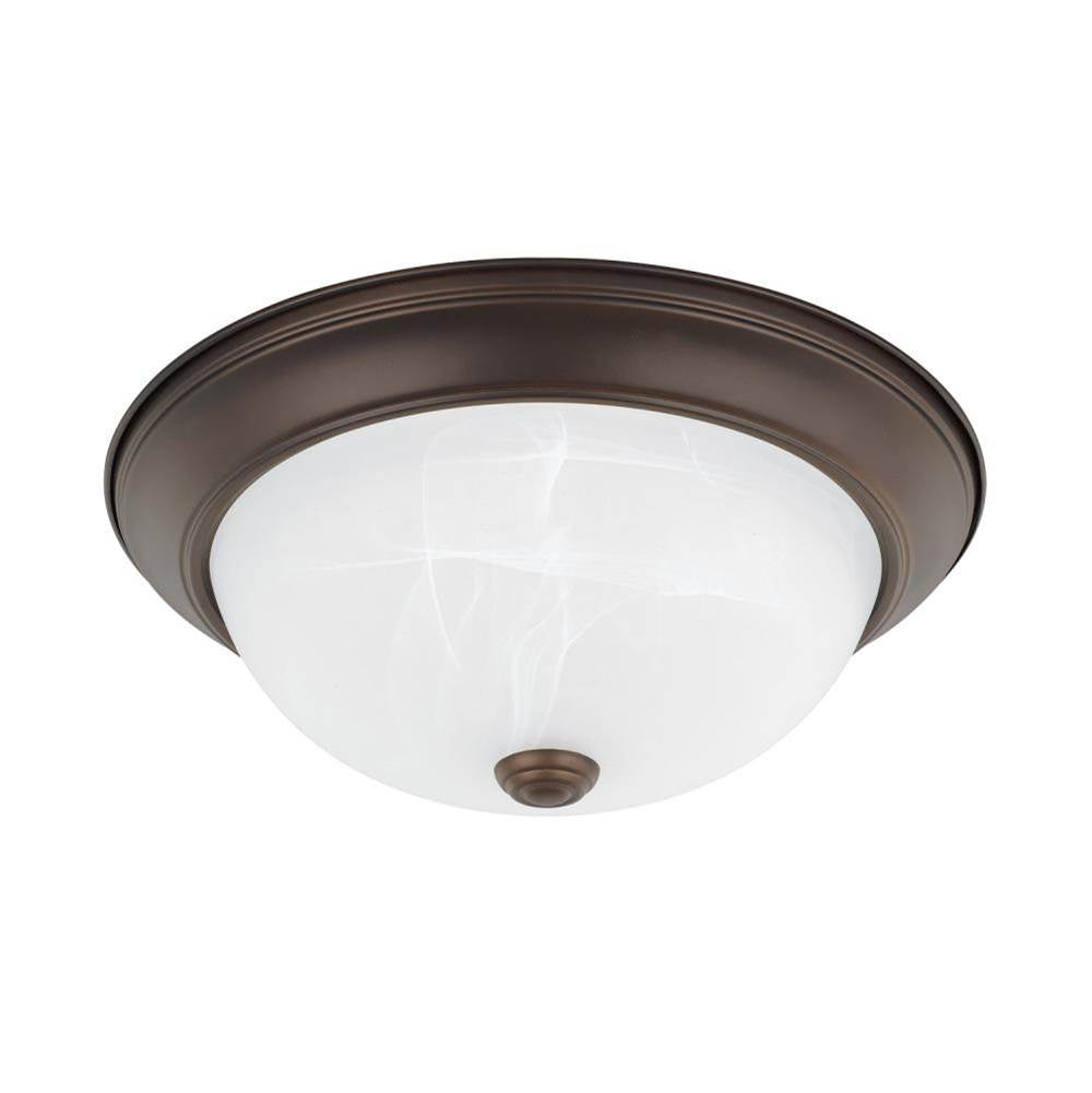 Capital Lighting Bates 13'' W X 5'' H 2-light Flush Mount In Bronze White Faux Alabaster Glass Shade