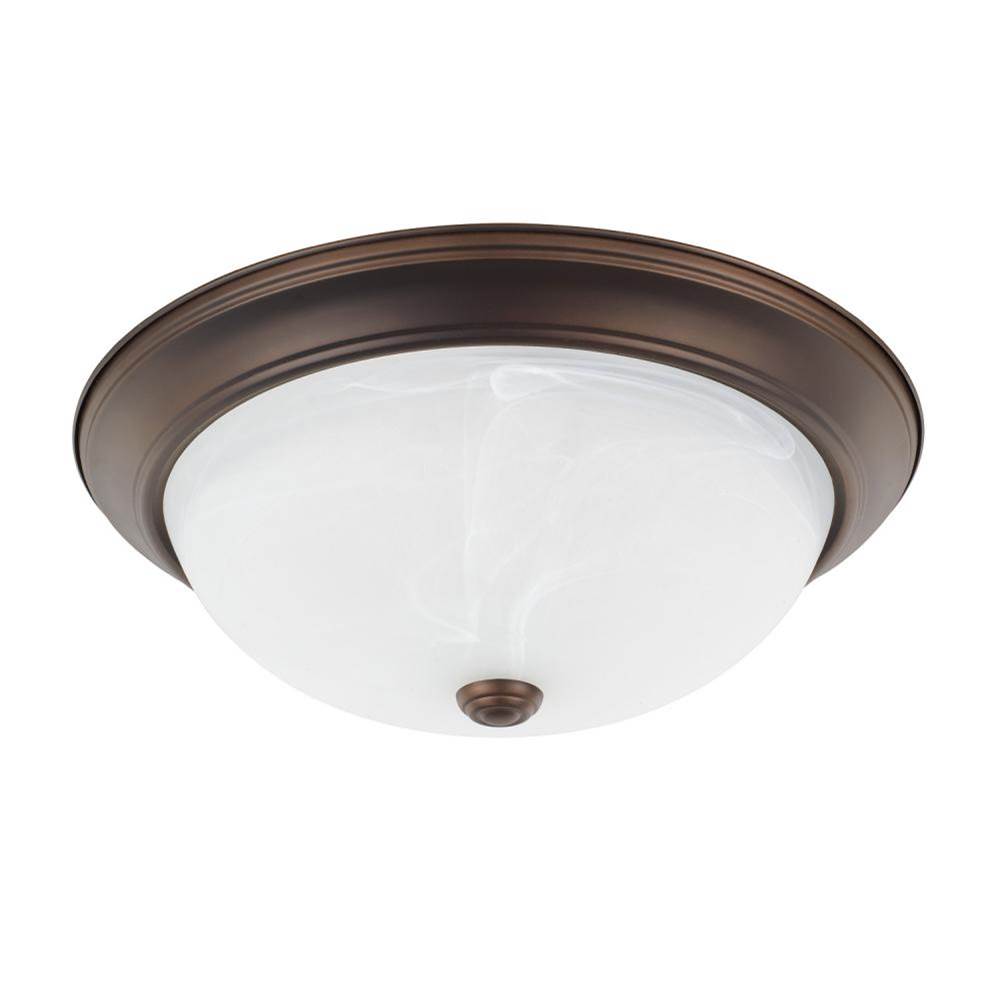 Capital Lighting Bates 15'' W X 5'' H 3-light Flush Mount In Bronze With White Faux Alabaster Glass Shade